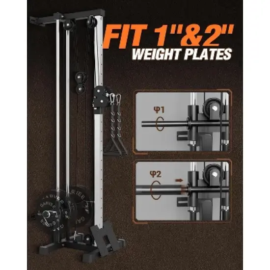 Cable Machine Home Gym - Wall Mount Pulley System with High/Low Dual Cable, 18 Adjustable Positions for Strength Training image {2}