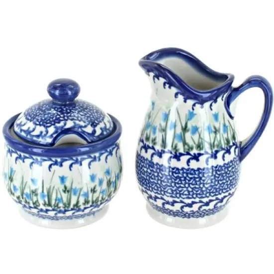 Blue Rose Polish Pottery 1583 Vena Cream & Sugar Set image {10}