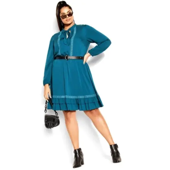 Women's Plus Size Precious Tie Dress - teal | CITY CHIC image {7}