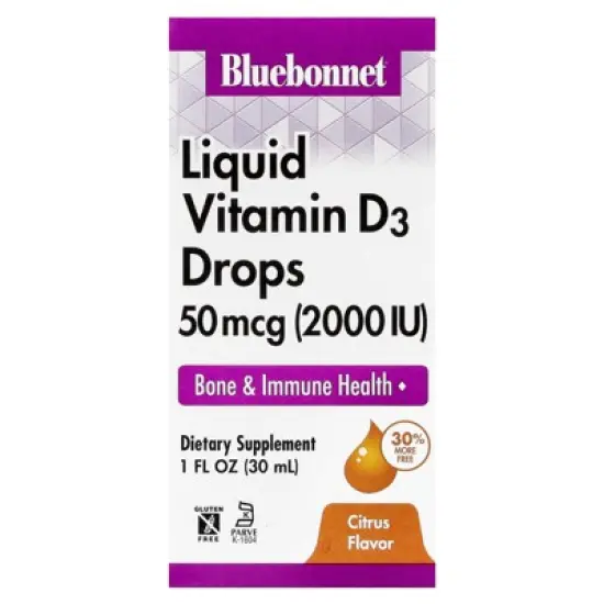 Bluebonnet Nutrition Liquid Vitamin D3 Drops, Citrus, 50 mcg (2,000 IU), 1 fl oz (30 ml) image {4}
