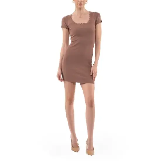 August Sky Women's Scallop Edge Knit Mini Dress image {3}