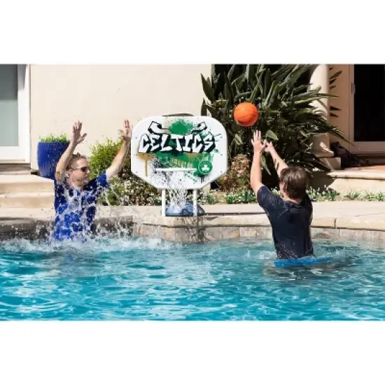 Poolmaster Graffiti Collection NBA Boston Celtics Poolside Hoop Set Durable All-Weather Base image {1}
