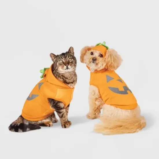 Jack-O'-Lantern Pumpkin Reflective Halloween Hoodie Dog and Cat Costume - Boots & Barkley&trade; image {6}