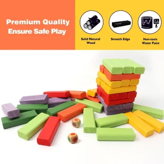 GSE 54-Piece Multi-Color Mini Tumbling Timbers with Dice, Stacking Floor Game Set for Kids (Build to Over 1.5ft) image {3}