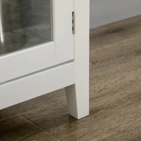 HOMCOM Glass Door Kitchen Sideboard, Buffet Cabinet with 6-Bottle Wine Rack and Stemware Racks, Coffee Bar for Living Room, Dining Room, White image {5}