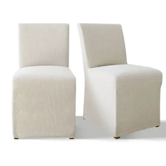 Removable Slipcover Dining Chairs,Armless Accent Chairs with Skirt,Upholstered Parsons Chairs for Living Room or Dining Room-Maison Boucle image {3}
