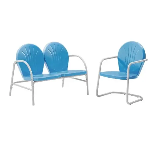 Griffith 2pc Outdoor Seating Set - Blue - Crosley image {5}