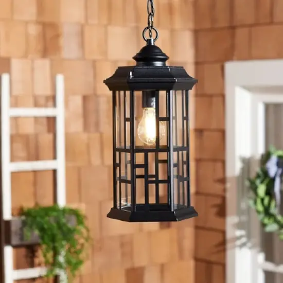 Carwen 8.3" Outdoor Pendant - PLT7009 - Black - Safavieh image {3}