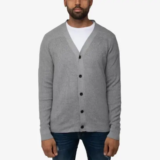 X RAY Men's Cotton Cardigan Sweater, V-Neck & Shawl Collar Soft Cable Knit Button Down Cardigan image {7}
