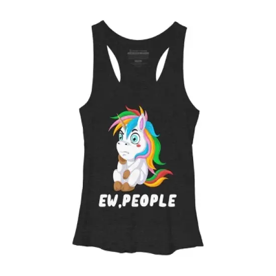 Women's Design By Humans Ew, People Unhappy Unicorn By ZeusSE Racerback Tank Top image {2}