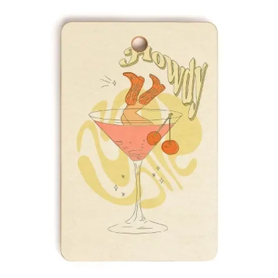 shanasart Tipsy Cowgirl Tan Cutting Board Rectangle - Deny Designs image {3}