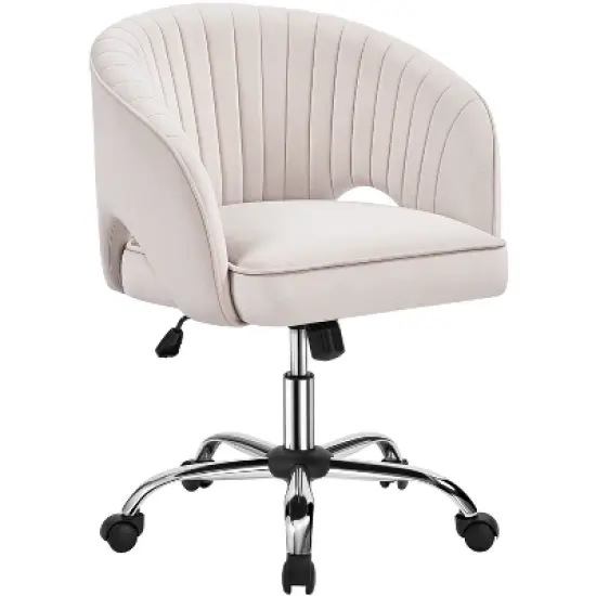 Yaheetech Rolling Office Chair Armchair with Tufted Barrel image {7}