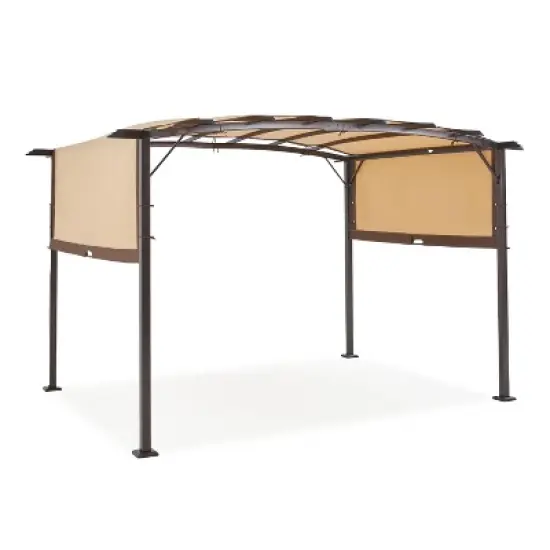 COWLOWN Beige Outdoor Pergola, Retractable Metal Design with Sun Shade for Backyard, Patio and Garden Use image {6}