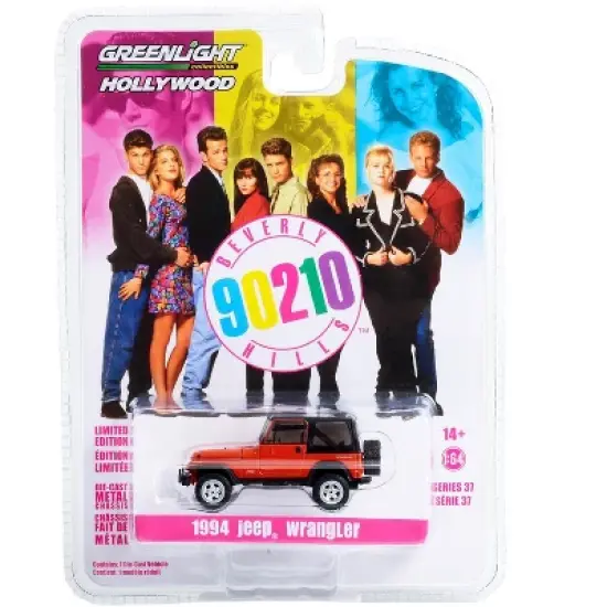1994 Jeep Wrangler Red with Black Top "Beverly Hills, 90210" (1990-2000) TV Series 1/64 Diecast Model Car by Greenlight image {2}