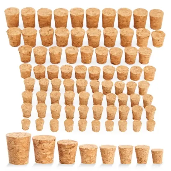 Juvale 80-Pcs Small Cork Stoppers Assorted Sizes - Mini Tapered Cork Plugs for Wine Bottles, Salt and Pepper Shakers, Crafts image {8}