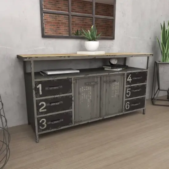 Industrial Wood Buffet Gray - Olivia & May image {23}