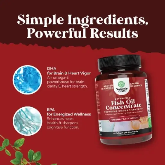 Omega 3 Fish Oil Supplement, EPA DHA Fish Oil Omega 3 Supplement with Immune Booster Brain Vitamins, 2000mg Fish Oil, Nature's Craft, 60ct Softgels image {4}