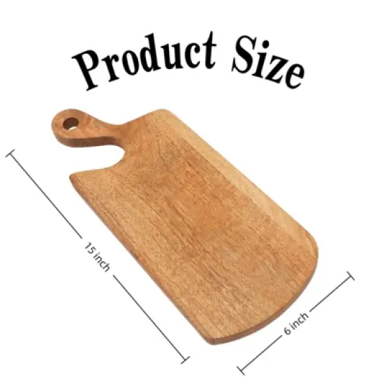 SEVOBAL Serving Platters Handmade Teak Wood Cheese and Bread Board with Asymmetrical Modern Design for Cakes, Appetizers, Brown, 6"*15"*0.7" image {2}