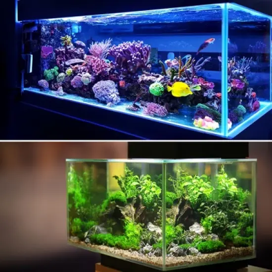 Unique Bargains Plastic Fish Tank Aquarium Decorations Artificial Water Plants Grass Purple 14.17" 5 Pcs image {5}