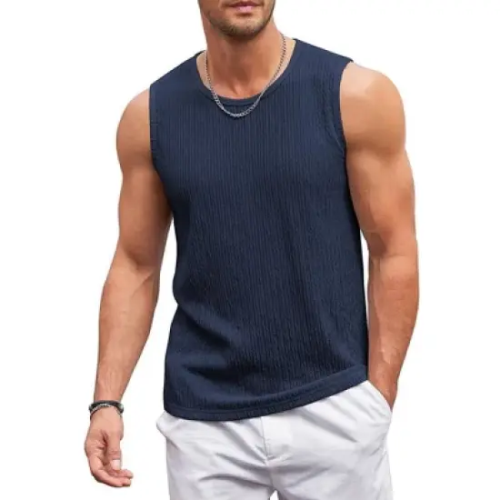 COOFANDY Men's Casual Tank Tops 1 PC&2PC Knit Sleeveless Lightweight Tee Muscle Basic T Shirts S-XXL image {3}