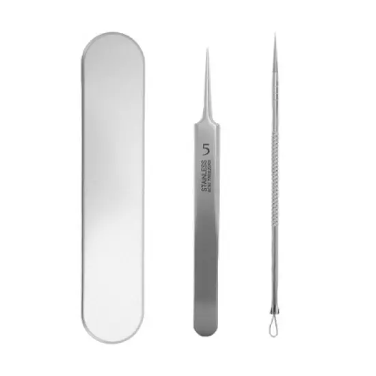 Unique Bargains Convenient Pimple Extractor 5.51"x1.15" Silver Tone 1 Set image {6}