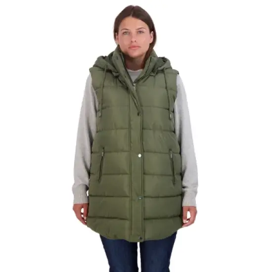 Women's Long Puffer Vest with Hood - S.E.B. By SEBBY image {8}