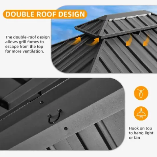 EROMMY 8 Ft. W x 6 Ft. D Aluminum Grill Gazebo image {4}