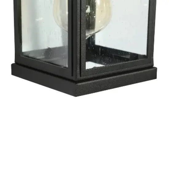12" Metal/Seeded Glass Square Outdoor Wall Light Matte Black - LNC image {4}