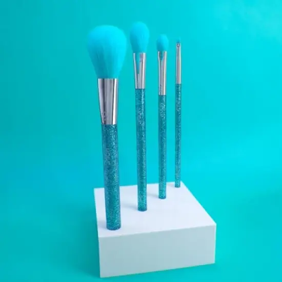 MODA Brush Neon Blue Glitter Face Makeup Brush Kit - 4pc image {2}