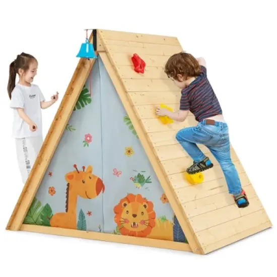 Costway Climbing Triangle with Tent Triangle Climber Crawling Toys for Kids & Baby image {8}