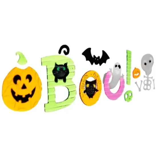 Northlight 14-Piece Orange and Green "Boo!" Halloween Gel Window Clings image {2}