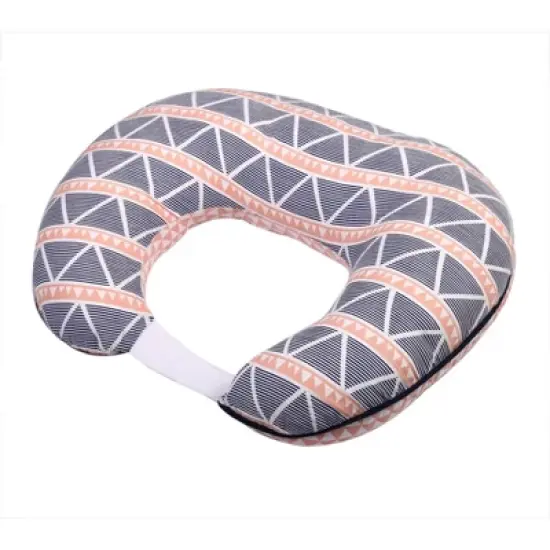 Bacati - 3 pc Emma Aztec Coral/Navy Large Triangles Muslin Hugster Feeding & Infant Support Nursing Pillow with 2 removable zippered covers  image {7}