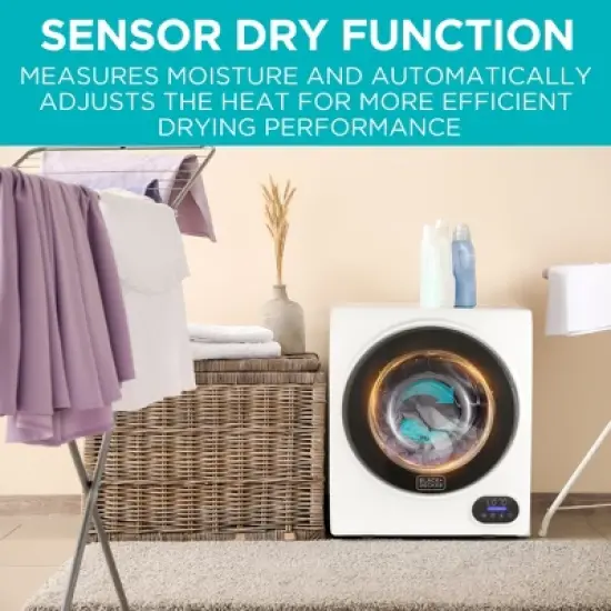 BLACK+DECKER Compact Electric Dryer, 120V Vented Portable Dryer with Stainless Steel Drum image {6}