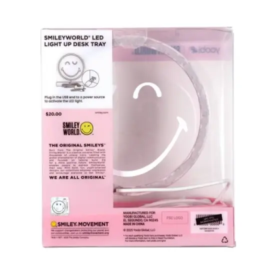 Yoobi SmileyWorld LED Desk Tray Smiley Pink image {5}
