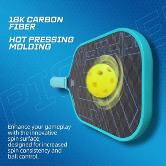 Aukfa Thermoformed Pickleball Paddle &ndash; Hot Press Molded Carbon Fiber Face with 16mm Polypropylene Core & Fabric Woven Spin Surface image {3}