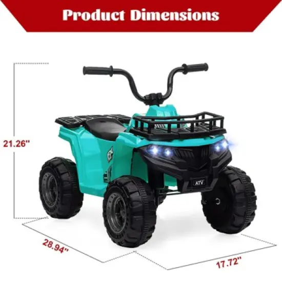 12V Kids Ride On Electric ATV, Ride Car Toy with Bluetooth Audio,High/Low Speed, LED Headlights, Battery Indicator & Radio, for Boys Girls 3-10 image {3}