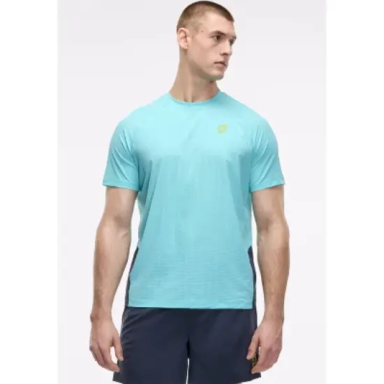 Peloton Men's Grid Jacquard Colorblock Short Sleeve, Aqua Sky image {5}