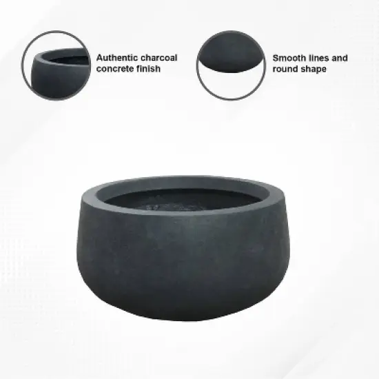 Rosemead Home & Garden, Inc. Concrete Outdoor Planter Pot Black 16"x16" image {5}