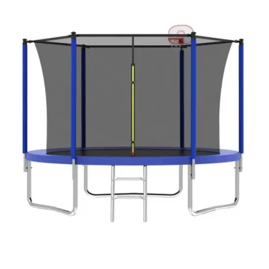 QingMoon Outdoor Trampoline,With UV-resistant Safety Net, Soft Rebound Pad,Ladder,Basketball net,Safe And Wear-Resistant Trampoline image {9}