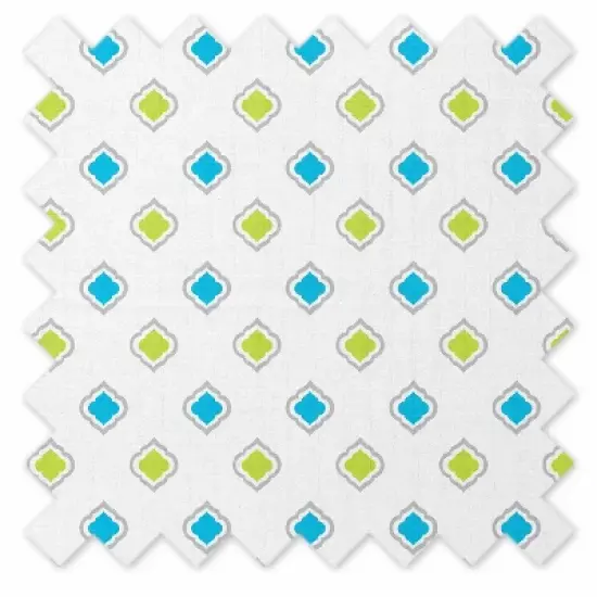 Bacati - Morocan Tiles Aqua/Lime/Gray Muslin 100 percent Cotton Universal Baby US Standard Crib or Toddler Bed Fitted Sheet image {4}