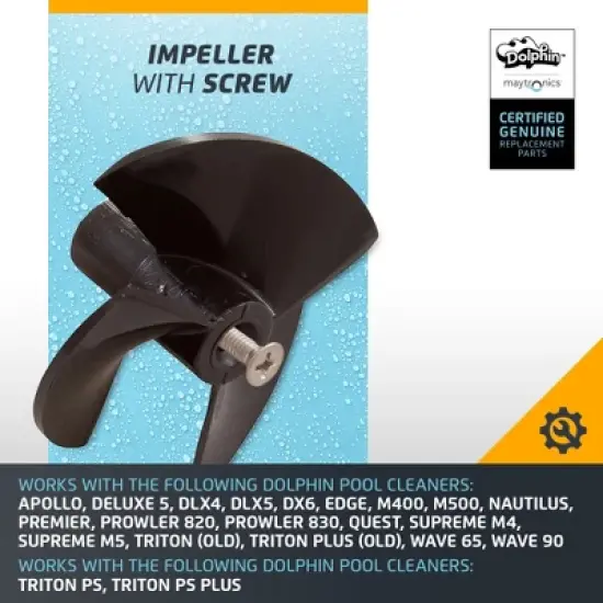 Dolphin Impleller Screw for Nautilus (Old), Nautilus CCPlus, Triton PS/PS Plus, E10, Oasis Z5i Pool Cleaners Replacement image {2}