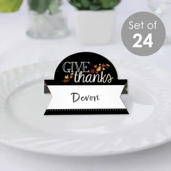 Big Dot of Happiness Give Thanks - Thanksgiving Party Tent Buffet Card - Table Setting Name Place Cards - Set of 24 image {1}