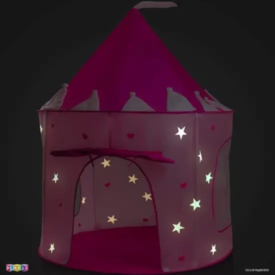 Play Tent Princess Pink Castle Glowing in the Dark Stars - Portable Kids Play Tent Fordable Into a Carrying Bag for Outdoor and Indoor Use - Play22usa image {2}