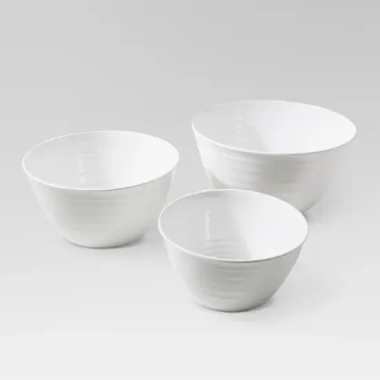 3pc Plastic Nesting Serving Bowls White - Threshold&trade; image {1}