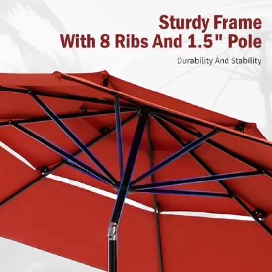 Captiva Designs 6pc Outdoor Patio Square Steel Dining Table with Stackable Metal Chairs and Market Umbrella image {14}