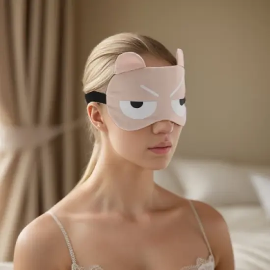 Unique Bargains Soft Cartoon Sleep Mask Angry Eyes Pink 1 Pc image {1}