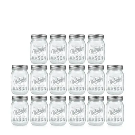 NutriChef 16 Pcs. Glass Mason Jars with Regular Lids and Bands, DIY Magnetic Spice Jars, Ideal for Meal Prep, Jam, Honey, Wedding Favors, and more image {7}