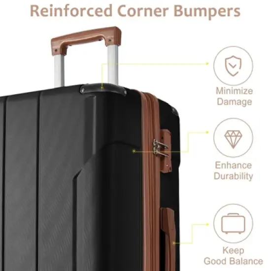 Sapphtopaz 3pcs Hardshell Luggage Sets ABS Lightweight Suitcase Durable Luggage Carry On Suitcase, Double Spinner Wheels (20" 24" 28") image {5}