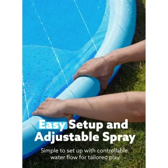 Joyfy 5ft Blue Splash Pad for Kids, Non-Slip Outdoor Water Splash Mat, Summer Fun Backyard Fountain Pool Water Games Mat image {2}
