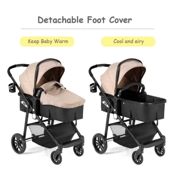 Infans Foldable Baby Stroller Kids Travel Newborn Infant Buggy Pushchair Coffee image {4}